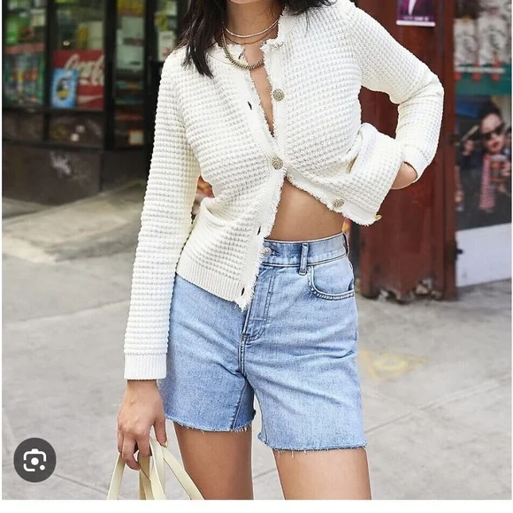 “Express” ivory, textured, embellished button sweater/blazer; size XS; NWOT - Picture 7 of 13